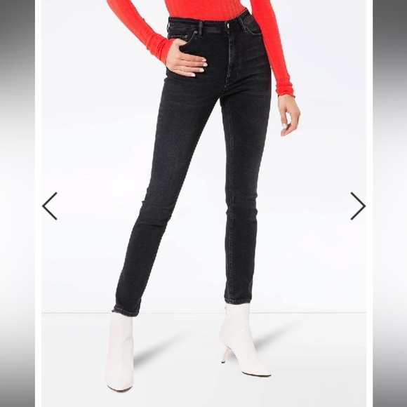 ACNE Studios Bla Konst Mid-Rise Peg Black Skinny Jeans Black Size 29/32 New WOT - Picture 4 of 13